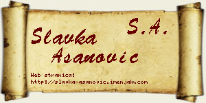 Slavka Asanović vizit kartica